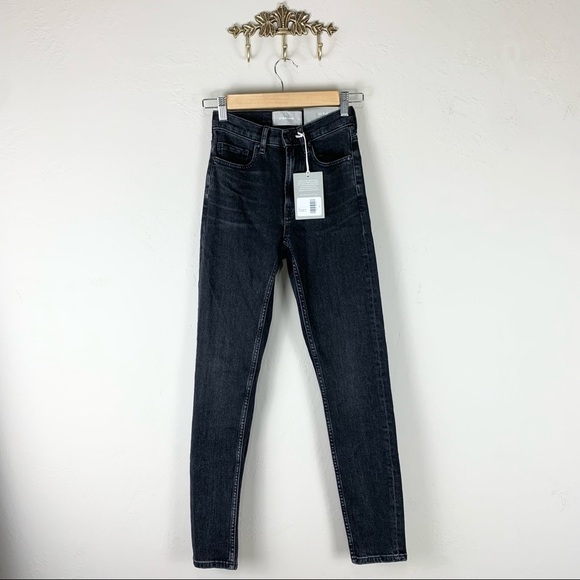 NWT NEW Everlane High Rise‎ Skinny Jeans in Washed Black Size 23 Tall - Picture 1 of 13